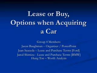 Lease or Buy, Options when Acquiring a Car