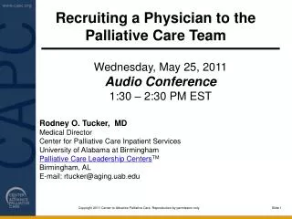 Recruiting a Physician to the Palliative Care Team