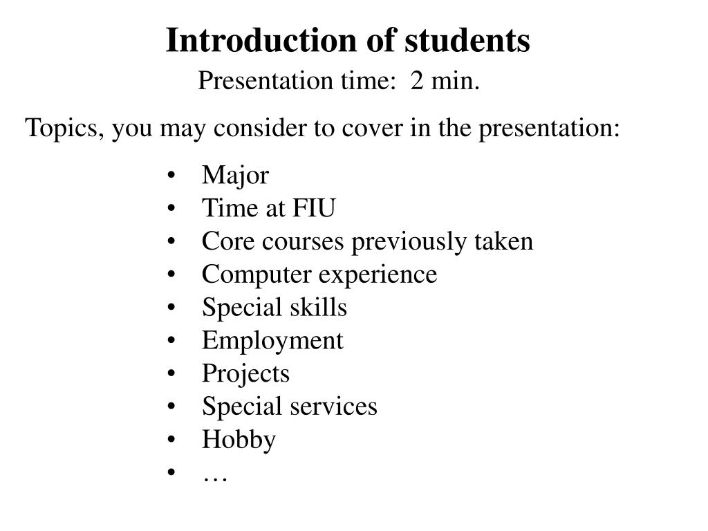 Student Introduction Examples Slideshow PPT - Introduction of students PowerPoint Presentation, free download ...