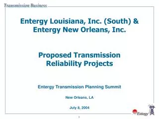 Entergy Transmission Planning Summit New Orleans, LA July 8, 2004