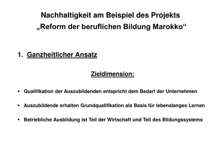 nachhaltigkeit am beispiel des projekts reform der beruflichen bildung marokko