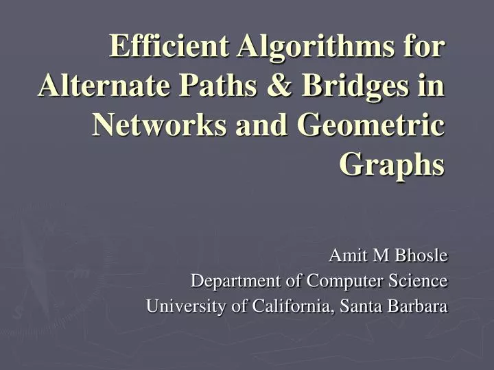 efficient algorithms for alternate paths bridges in networks and geometric graphs