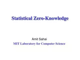 Statistical Zero-Knowledge