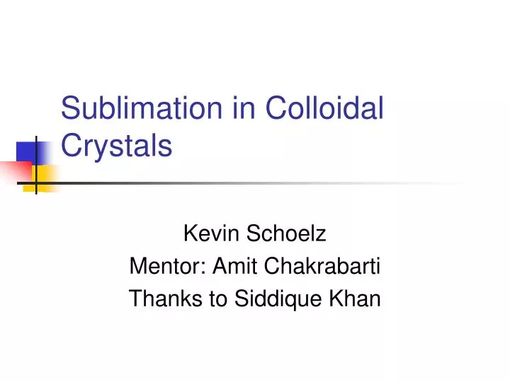 sublimation in colloidal crystals