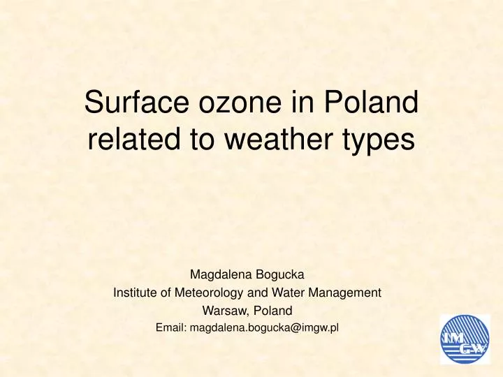 surface ozone in poland related to weather types