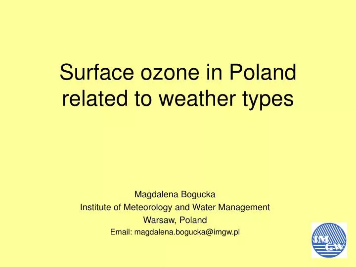 surface ozone in poland related to weather types