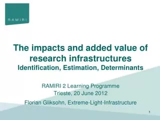 The impacts and added value of research infrastructures Identification, Estimation, Determinants
