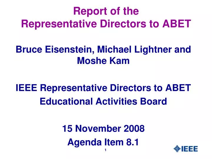 report of the representative directors to abet
