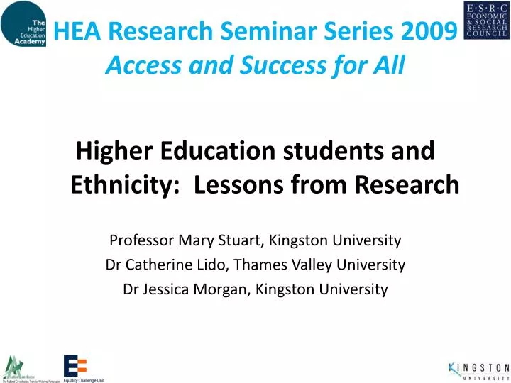 hea research seminar series 2009 access and success for all