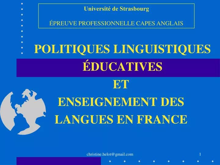 politiques linguistiques ducatives et enseignement des langues en france