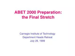 ABET 2000 Preparation: the Final Stretch