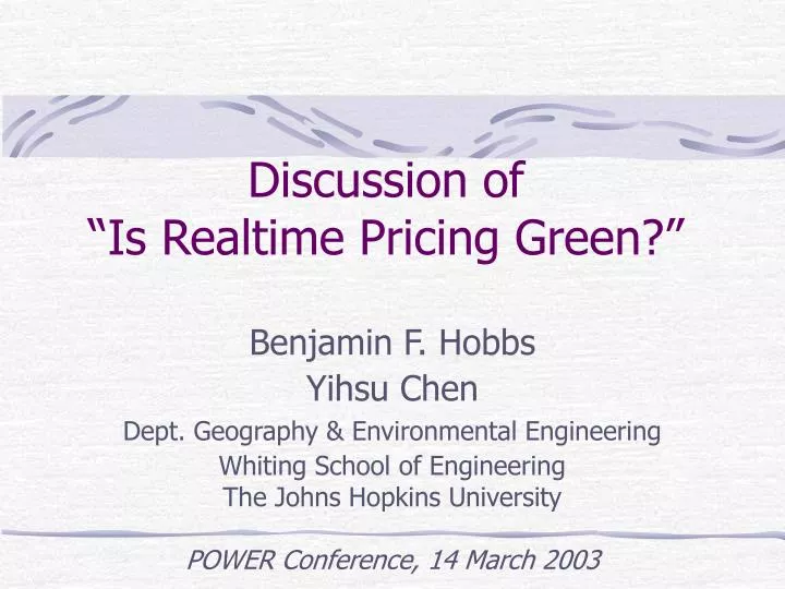 discussion of is realtime pricing green