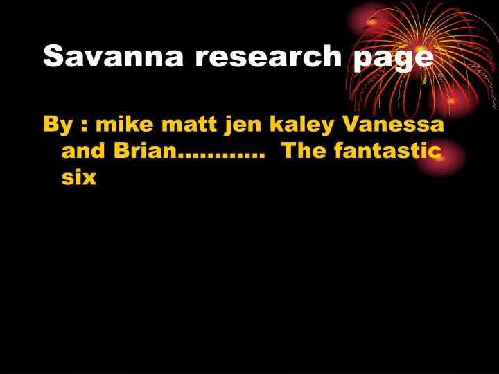 savanna research page