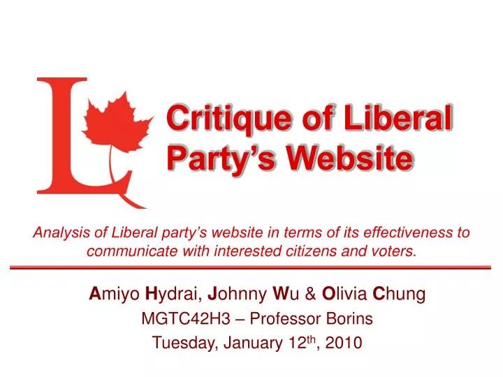 critique of liberal party s website