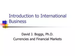 Introduction to International Business