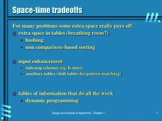 Space-time tradeoffs