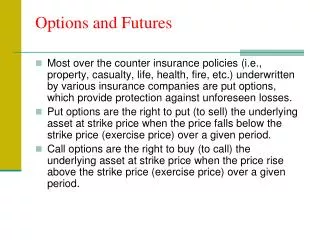 Options and Futures