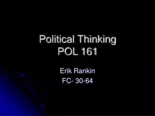 Political Thinking POL 161