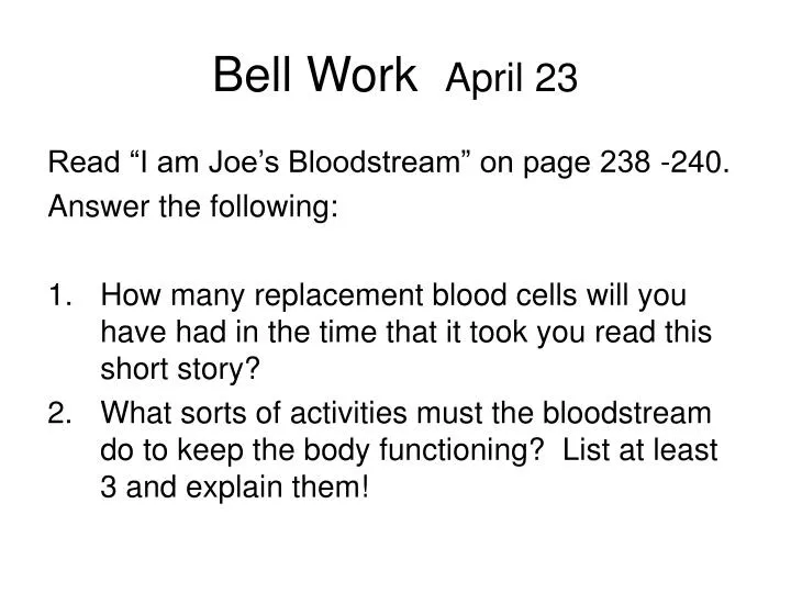 bell work april 23