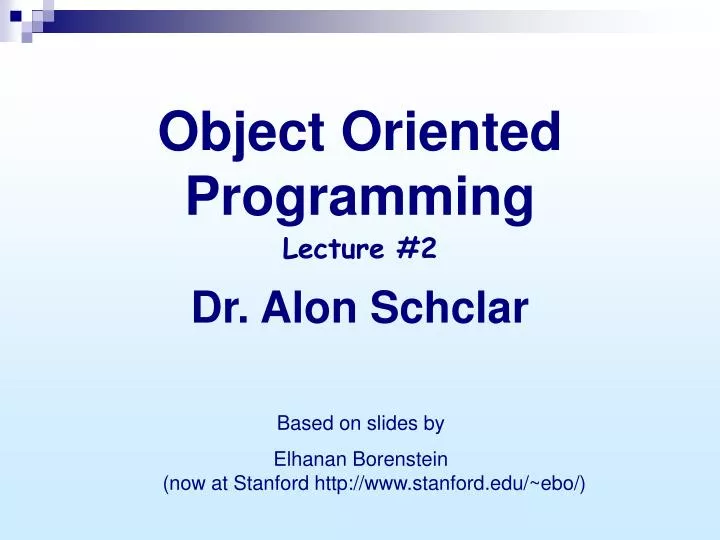 object oriented programming dr alon schclar