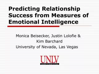 Predicting Relationship Success from Measures of Emotional Intelligence