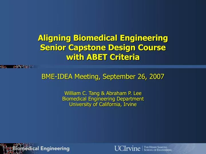 aligning biomedical engineering senior capstone design course with abet criteria