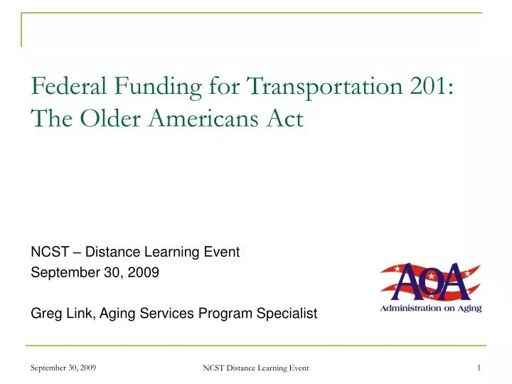 federal funding for transportation 201 the older americans act