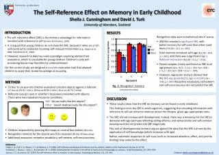 The Self-Reference Effect on Memory in Early Childhood Sheila J. Cunningham and David J. Turk