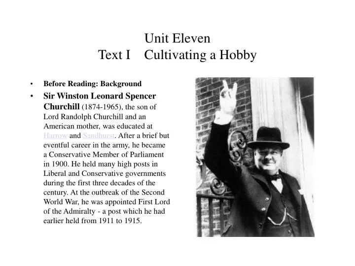 unit eleven text i cultivating a hobby