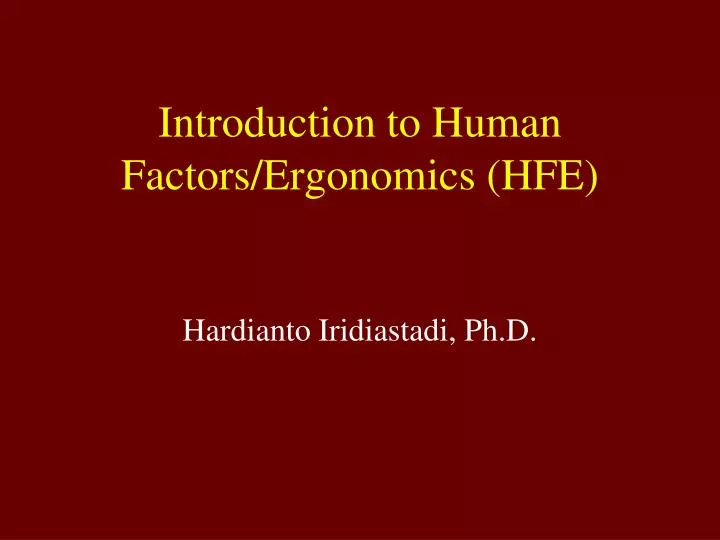 introduction to human factors ergonomics hfe