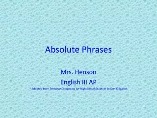 Absolute Phrases