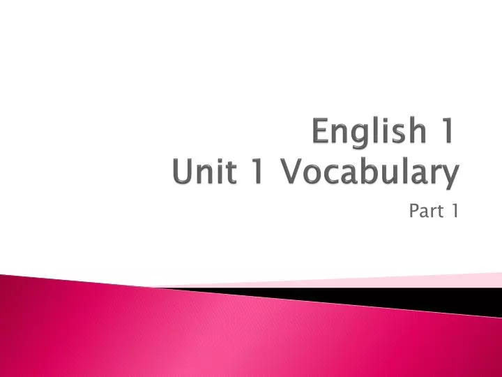 english 1 unit 1 vocabulary