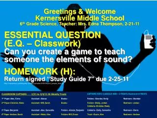 Greetings &amp; Welcome Kernersville Middle School