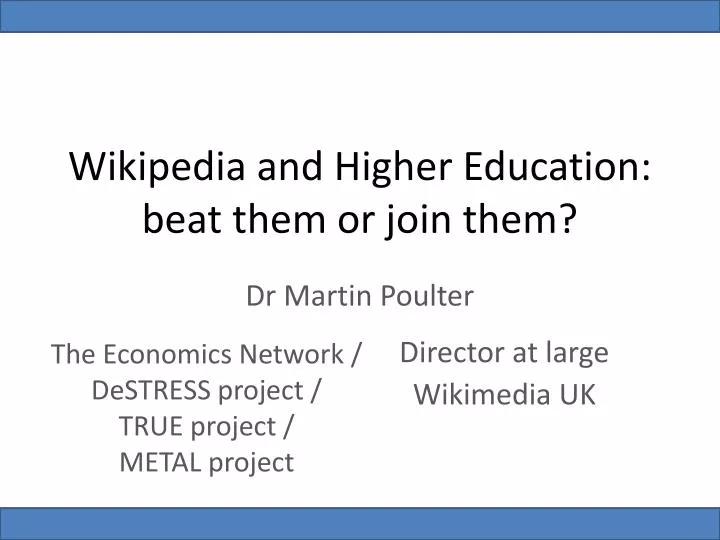 wikipedia and higher education beat them or join them