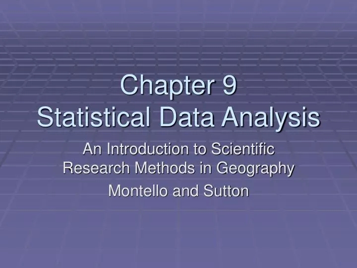 chapter 9 statistical data analysis