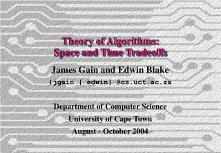 Theory of Algorithms: Space and Time Tradeoffs