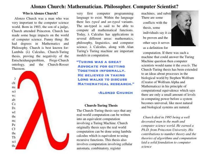 alonzo church mathematician philosopher computer scientist