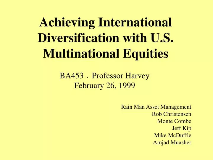achieving international diversification with u s multinational equities