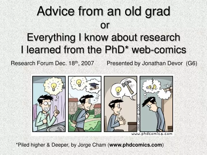 advice from an old grad or everything i know about research i learned from the phd web comics