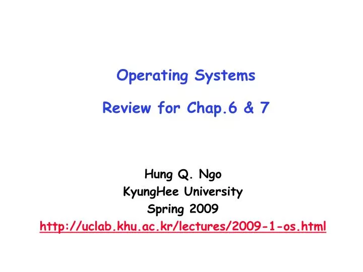 operating systems review for chap 6 7
