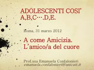 adolescenti cosi a b c d e