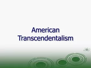 American Transcendentalism