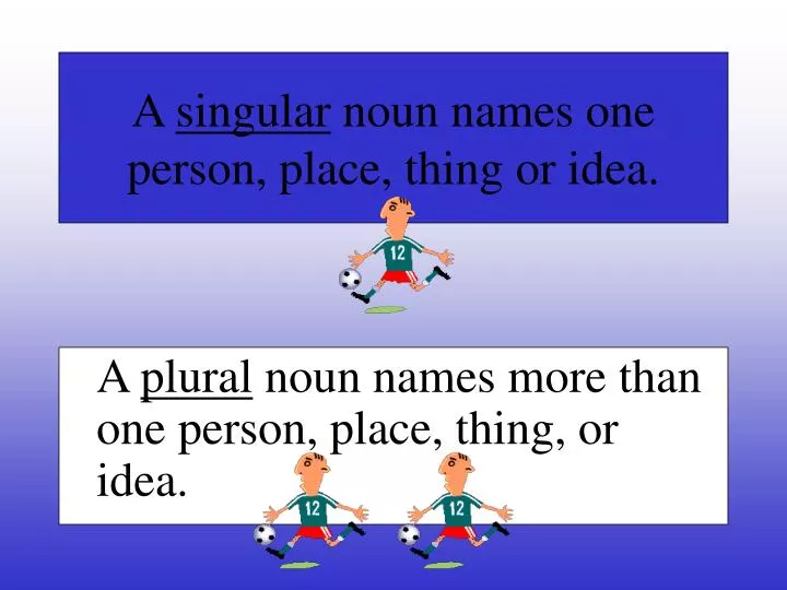 a singular noun names one person place thing or idea