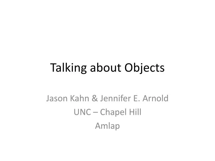 talking about objects