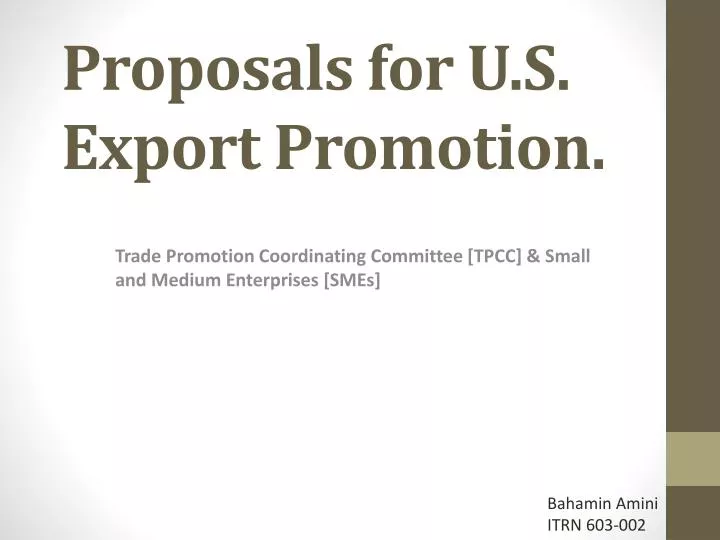 proposals for u s export promotion