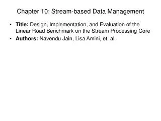 Chapter 10: Stream-based Data Management