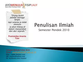 penulisan ilmiah semester pendek 2010