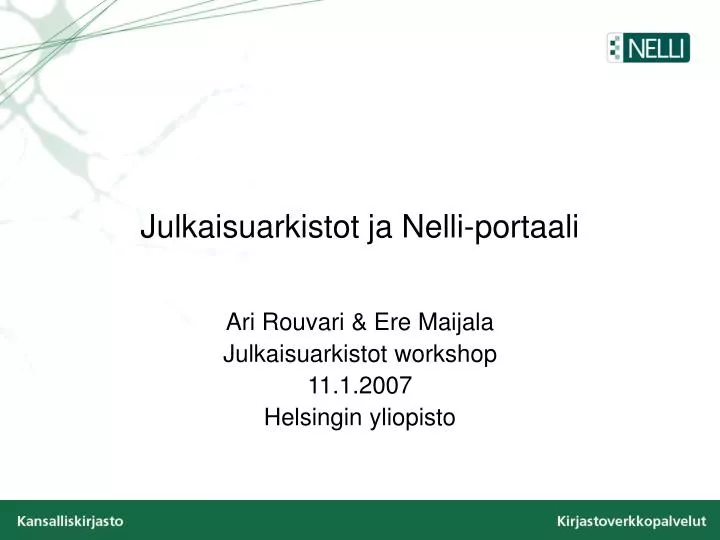 julkaisuarkistot ja nelli portaali