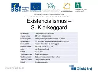 Filozofie 20. století – Existencialismus – S. Kierkeggard