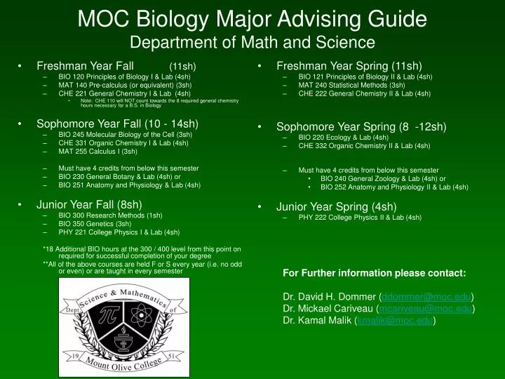 moc biology major advising guide department of math and science